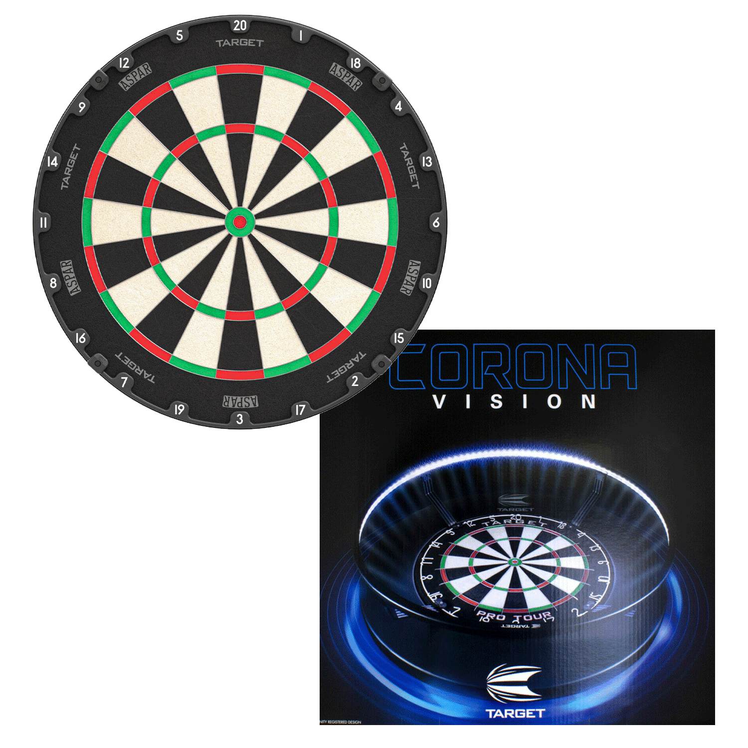 Target Aspar Dartboard mit Corona Beleuchtung Set