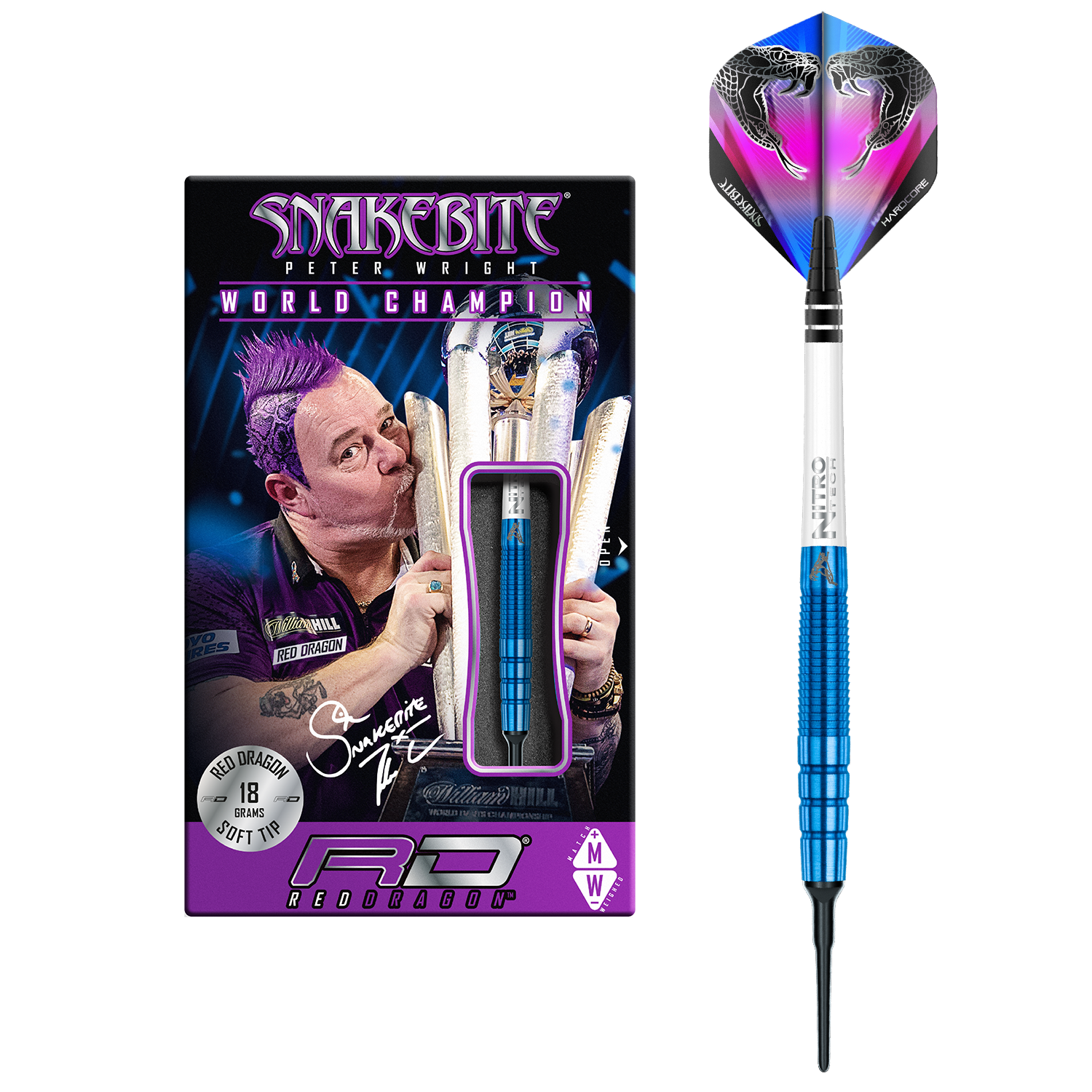 Red Dragon Peter Wright PL15 Blue Softdarts