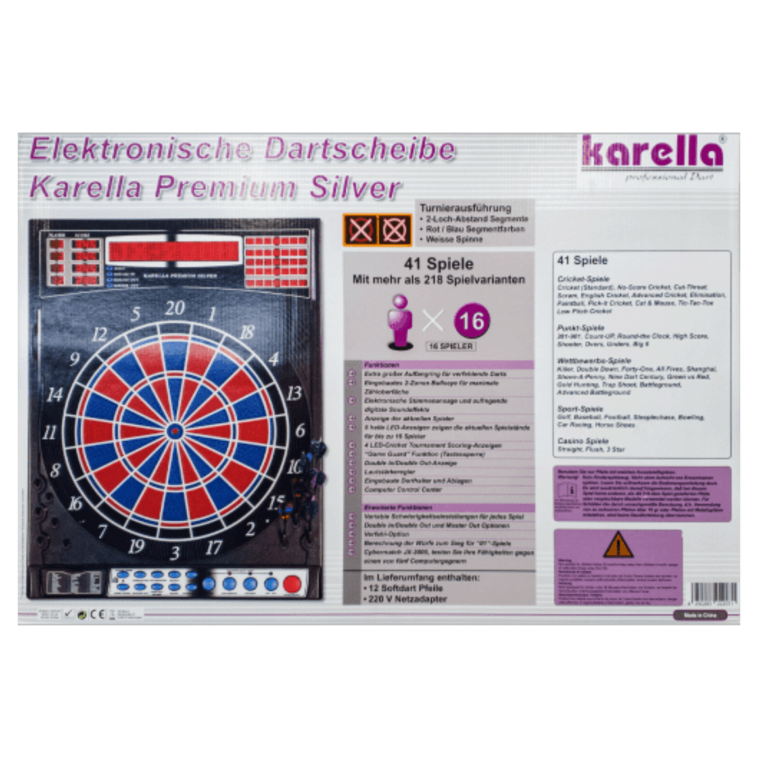 Karella Premium Silver E-Dartboard
